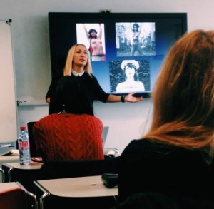 Inna lecturing students